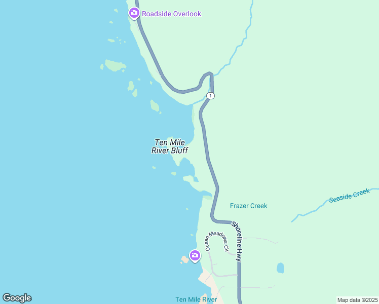map of restaurants, bars, coffee shops, grocery stores, and more near 30290 California 1 in Fort Bragg