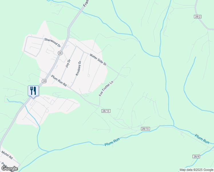 map of restaurants, bars, coffee shops, grocery stores, and more near Foxtrotter Lane in Ridgeley