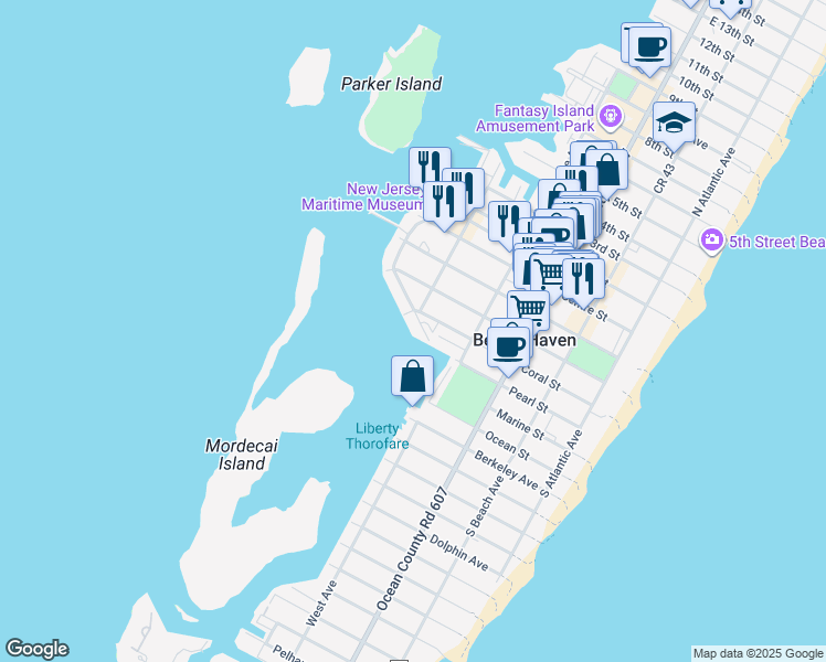 map of restaurants, bars, coffee shops, grocery stores, and more near 310 Southwest Avenue in Beach Haven