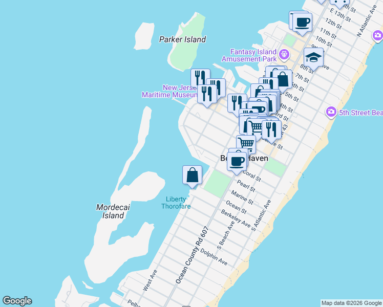 map of restaurants, bars, coffee shops, grocery stores, and more near 310 Southwest Avenue in Beach Haven