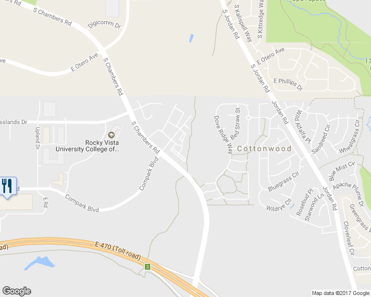 map of restaurants, bars, coffee shops, grocery stores, and more near 8470 Canyon Rim Trail in Englewood