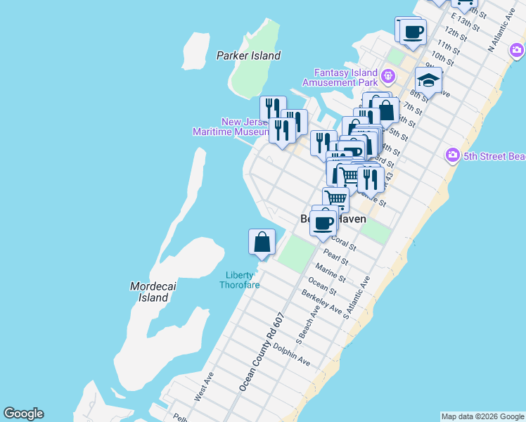 map of restaurants, bars, coffee shops, grocery stores, and more near 310 Southwest Avenue in Beach Haven