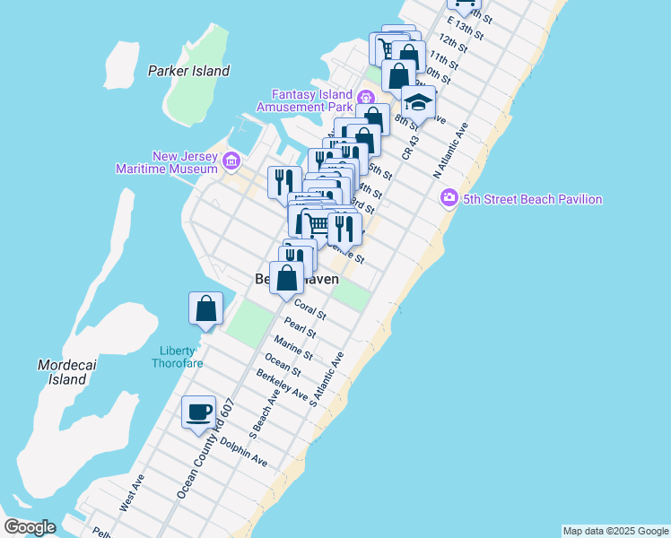 map of restaurants, bars, coffee shops, grocery stores, and more near 209 Engleside Avenue in Beach Haven