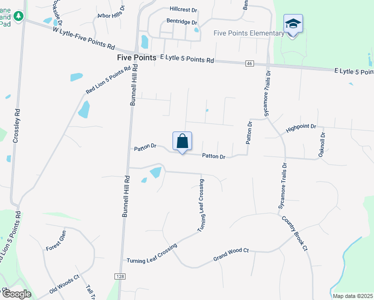map of restaurants, bars, coffee shops, grocery stores, and more near 8444 Highmount Drive in Springboro