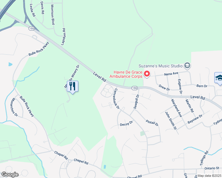 map of restaurants, bars, coffee shops, grocery stores, and more near 104 Bayland Drive in Havre de Grace