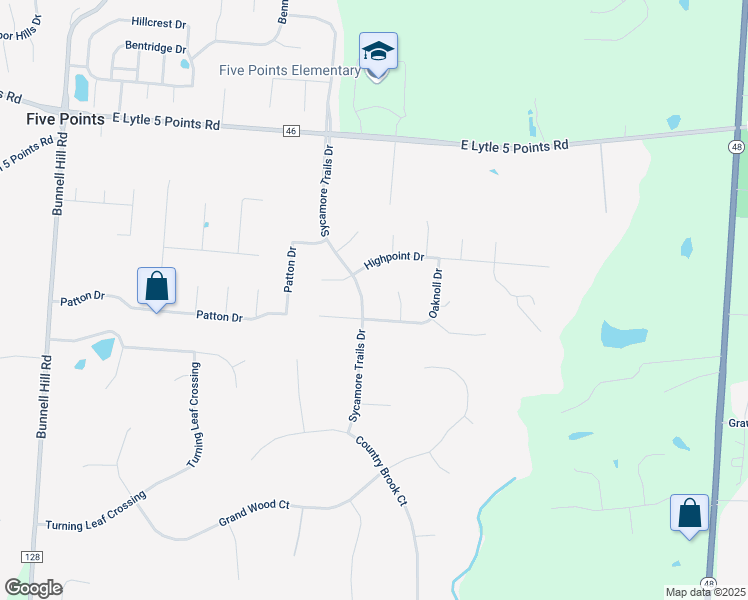 map of restaurants, bars, coffee shops, grocery stores, and more near 8624 Sycamore Trails Drive in Springboro