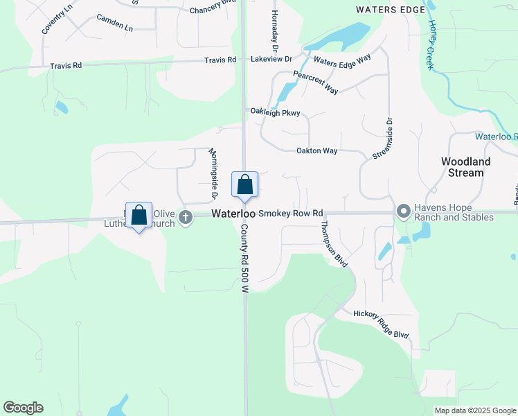 map of restaurants, bars, coffee shops, grocery stores, and more near 4980 West Smokey Row Road in Greenwood
