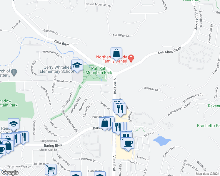 map of restaurants, bars, coffee shops, grocery stores, and more near 1959 Deep Creek Court in Sparks