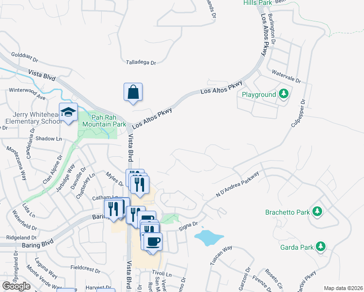 map of restaurants, bars, coffee shops, grocery stores, and more near 2201 Isabella Drive in Sparks