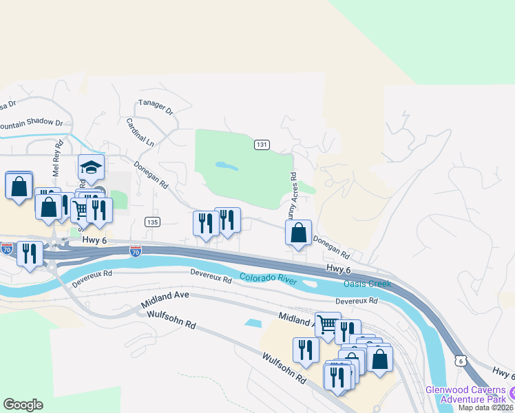 map of restaurants, bars, coffee shops, grocery stores, and more near 5101 Sunset Ridge Court in Glenwood Springs