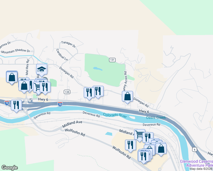 map of restaurants, bars, coffee shops, grocery stores, and more near 5101 Sunset Ridge Court in Glenwood Springs