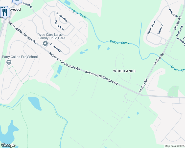 map of restaurants, bars, coffee shops, grocery stores, and more near Kirkwood Saint Georges Road in New Castle County