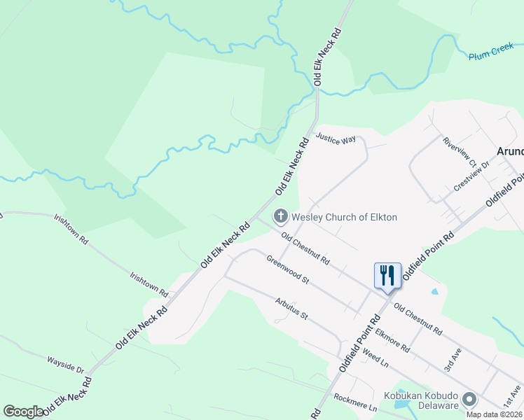 map of restaurants, bars, coffee shops, grocery stores, and more near 43 Justice Way in Elkton