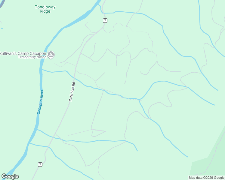 map of restaurants, bars, coffee shops, grocery stores, and more near 333 Rouse Mountain Road in Great Cacapon