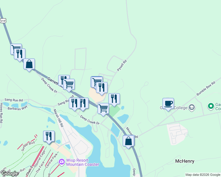 map of restaurants, bars, coffee shops, grocery stores, and more near 228 Pysell Road in McHenry