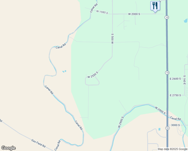 map of restaurants, bars, coffee shops, grocery stores, and more near 605 West 2550 South in Price