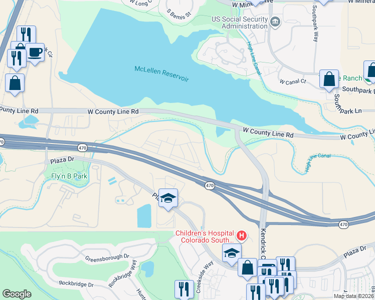 map of restaurants, bars, coffee shops, grocery stores, and more near 2205 Lavanto Lane in Littleton