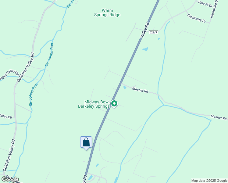 map of restaurants, bars, coffee shops, grocery stores, and more near 4782 Valley Road in Berkeley Springs