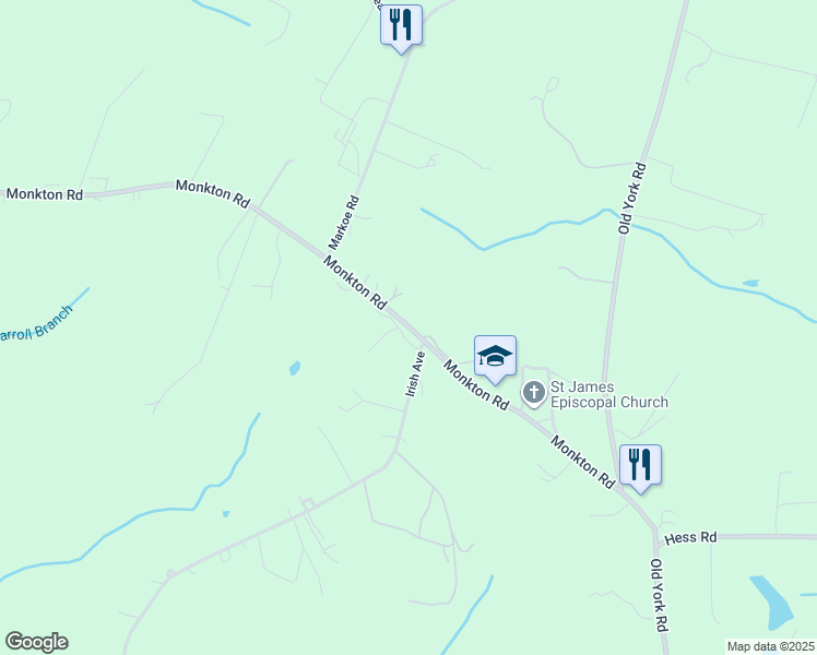 map of restaurants, bars, coffee shops, grocery stores, and more near 2939 Monkton Road in Monkton