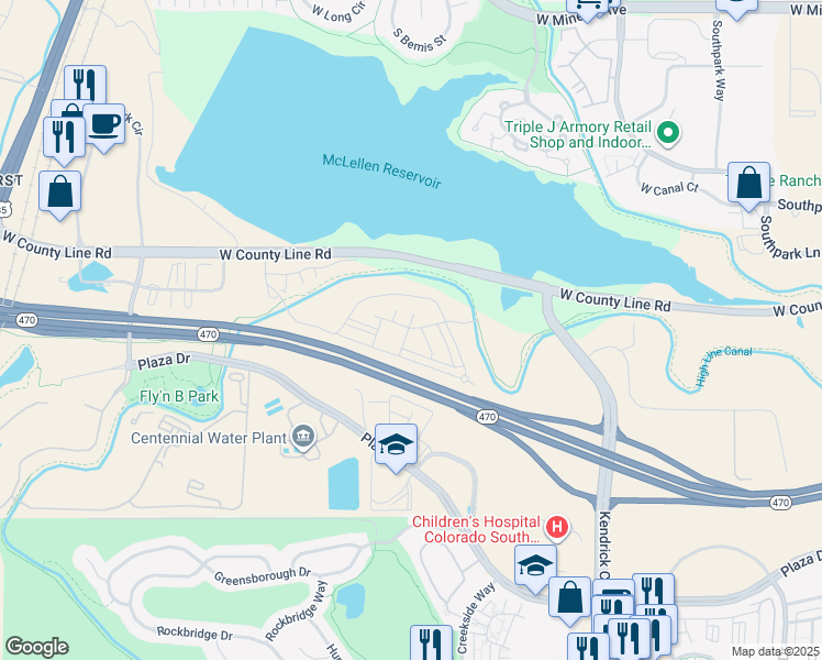 map of restaurants, bars, coffee shops, grocery stores, and more near 2205 Lavanto Lane in Littleton