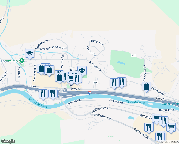 map of restaurants, bars, coffee shops, grocery stores, and more near 171 Orchard Ln in Glenwood Springs