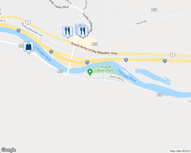 map of restaurants, bars, coffee shops, grocery stores, and more near 410 River View Drive in New Castle
