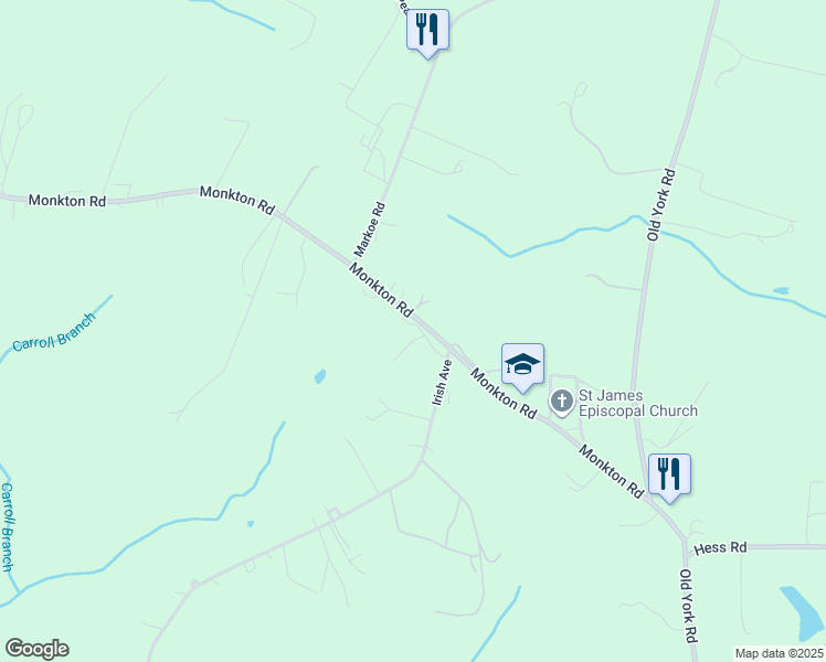 map of restaurants, bars, coffee shops, grocery stores, and more near 2939 Monkton Road in Monkton