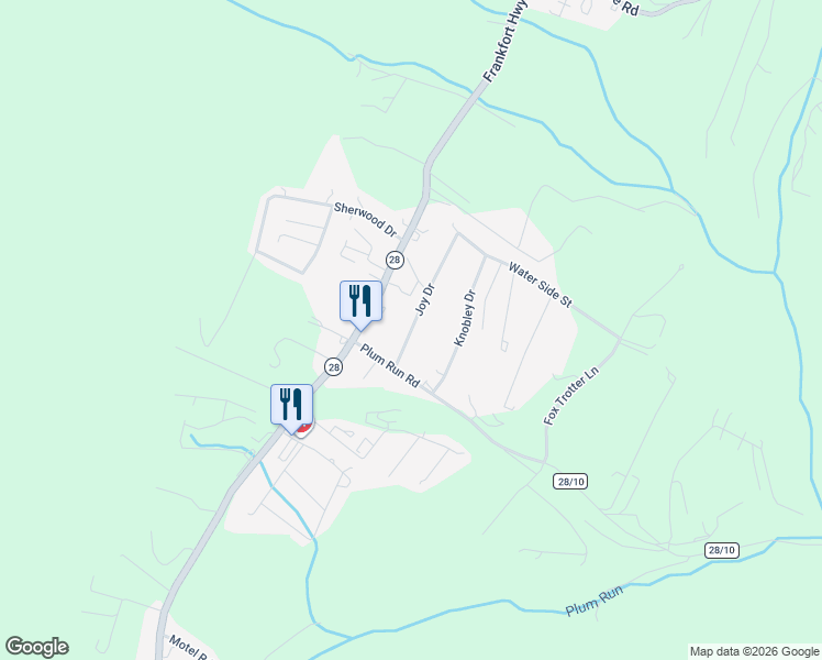 map of restaurants, bars, coffee shops, grocery stores, and more near 7 Joy Drive in Ridgeley