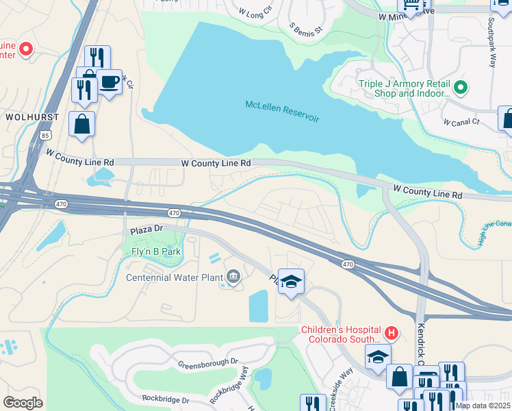 map of restaurants, bars, coffee shops, grocery stores, and more near 2503 Primo Road in Littleton