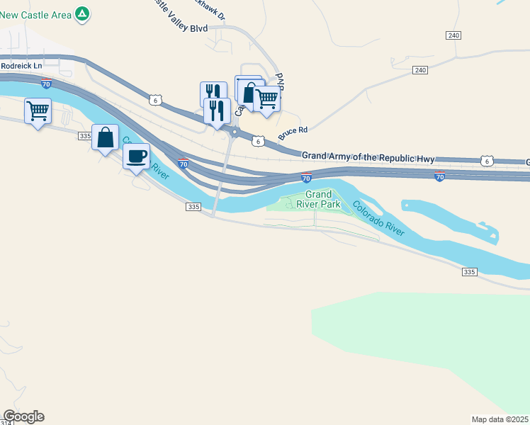 map of restaurants, bars, coffee shops, grocery stores, and more near 315 River View Dr in New Castle