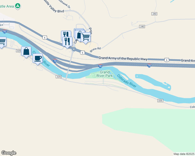 map of restaurants, bars, coffee shops, grocery stores, and more near 410 River View Drive in New Castle