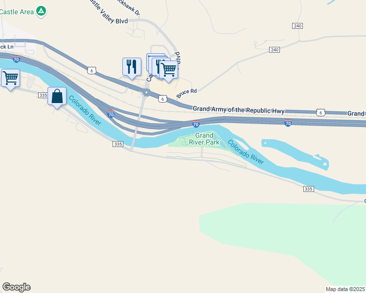 map of restaurants, bars, coffee shops, grocery stores, and more near 410 River View Drive in New Castle