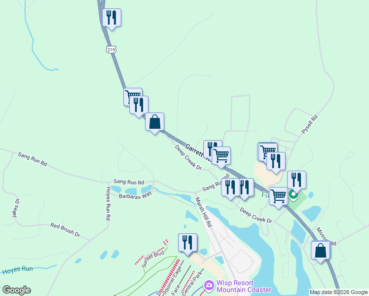 map of restaurants, bars, coffee shops, grocery stores, and more near 2778 Deep Creek Drive in McHenry