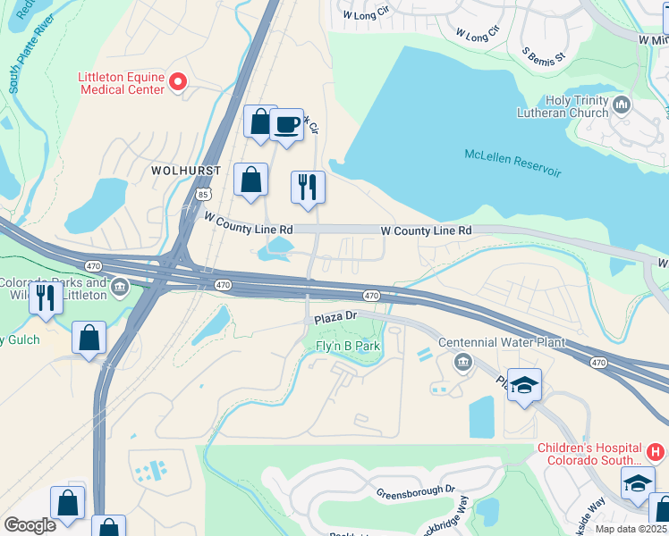 map of restaurants, bars, coffee shops, grocery stores, and more near 8378 South Erickson Boulevard in Littleton