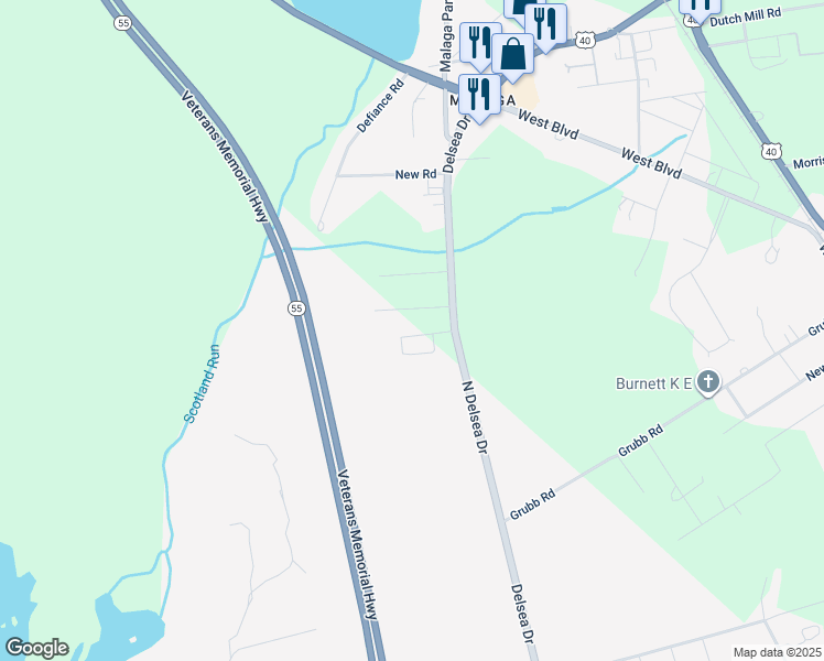 map of restaurants, bars, coffee shops, grocery stores, and more near 56 Dahl Terrace in Newfield