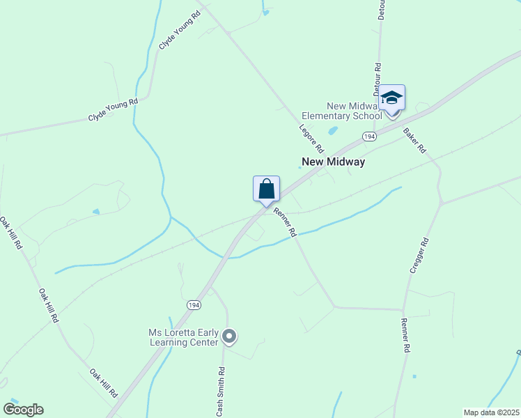 map of restaurants, bars, coffee shops, grocery stores, and more near in New Midway