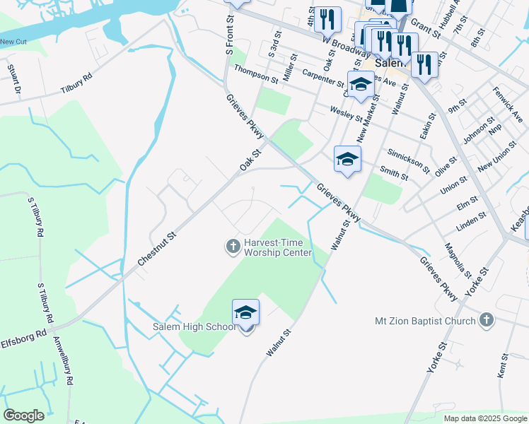 map of restaurants, bars, coffee shops, grocery stores, and more near 181 Crossland Avenue in Salem