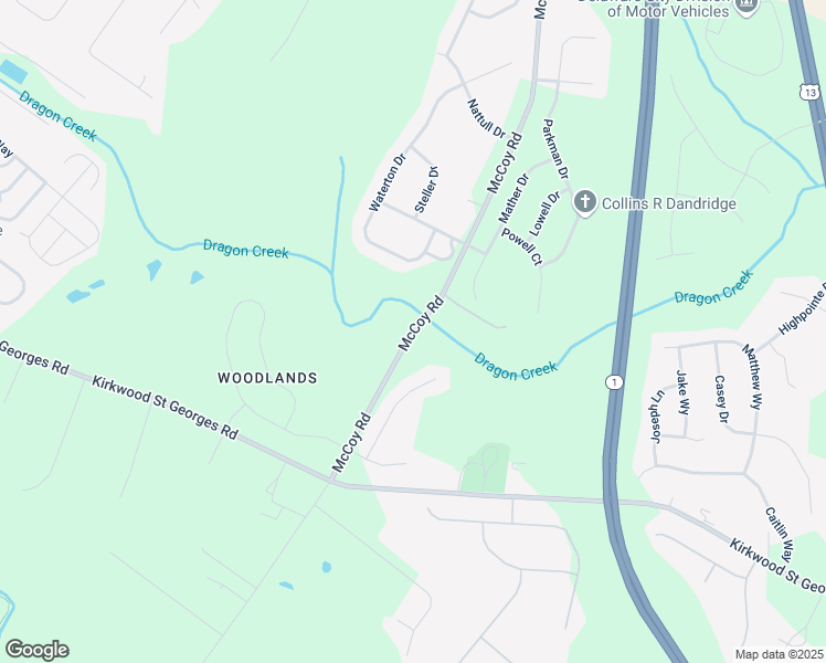 map of restaurants, bars, coffee shops, grocery stores, and more near McCoy Road in New Castle County