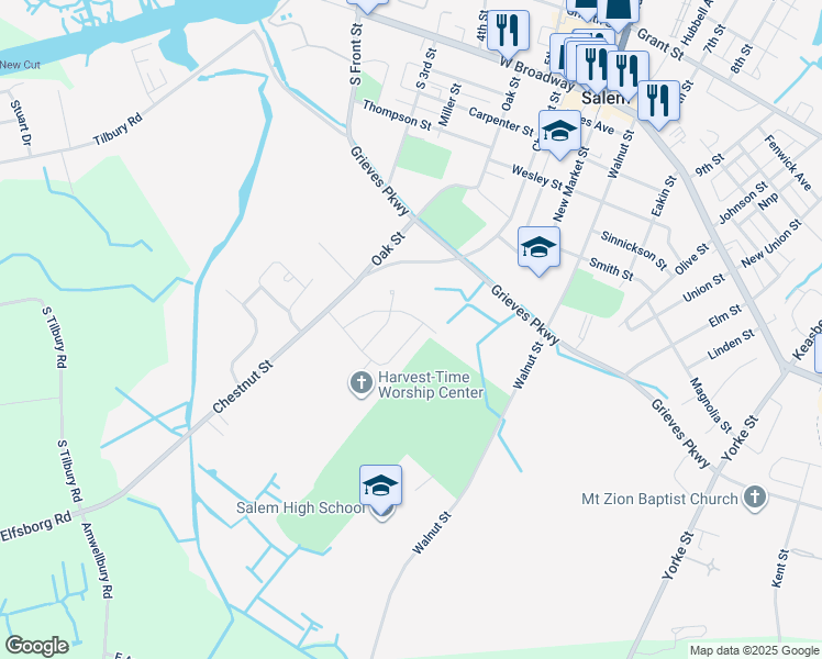 map of restaurants, bars, coffee shops, grocery stores, and more near 181 Crossland Avenue in Salem