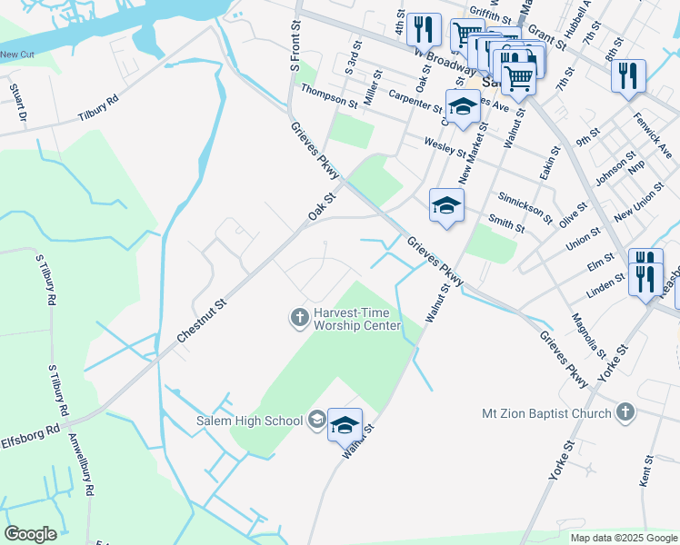 map of restaurants, bars, coffee shops, grocery stores, and more near 181 Crossland Avenue in Salem