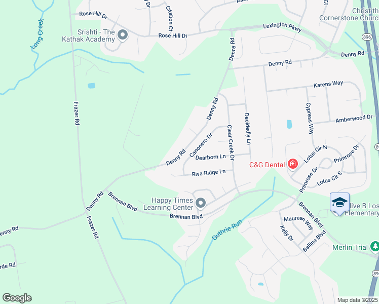 map of restaurants, bars, coffee shops, grocery stores, and more near 2629 Denny Road in Bear