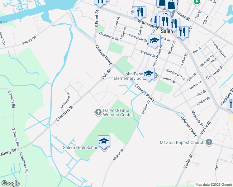 map of restaurants, bars, coffee shops, grocery stores, and more near 167 Cook Avenue in Salem