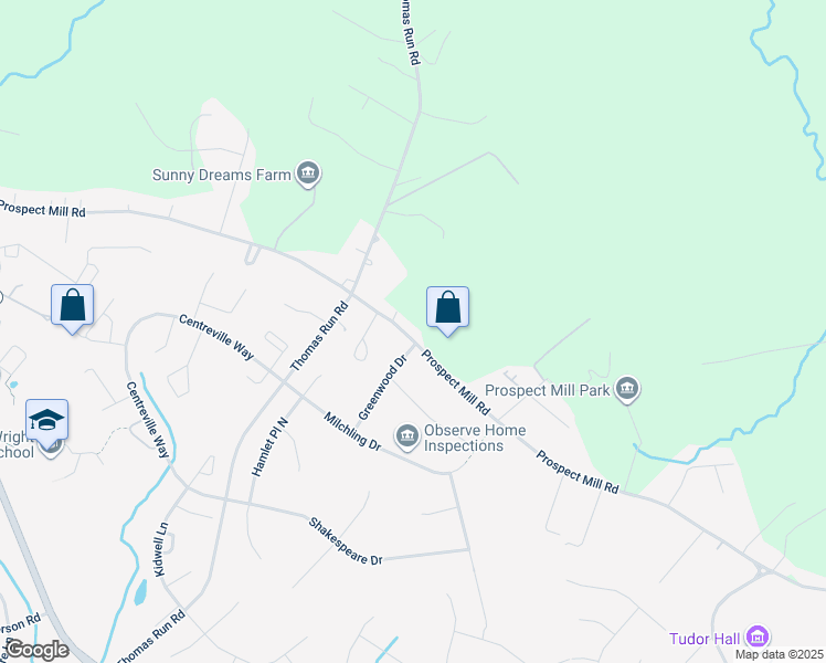 map of restaurants, bars, coffee shops, grocery stores, and more near 1101 Prospect Mill Road in Bel Air