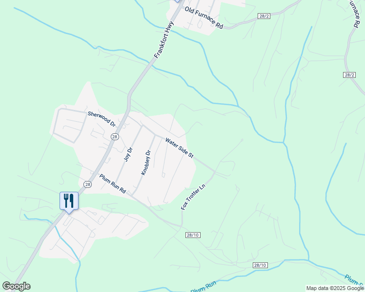 map of restaurants, bars, coffee shops, grocery stores, and more near 219 Water Side Street in Ridgeley