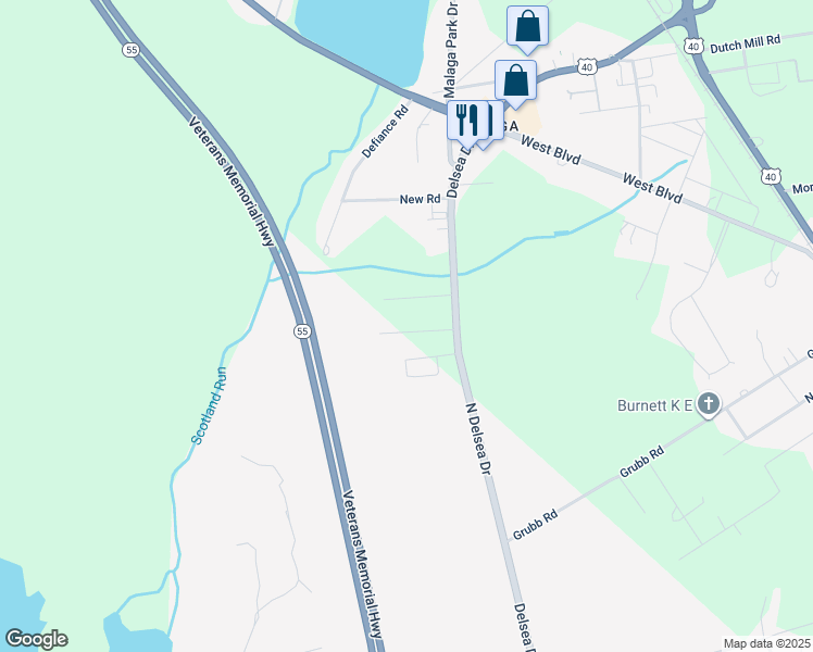 map of restaurants, bars, coffee shops, grocery stores, and more near 56 Dahl Terrace in Newfield