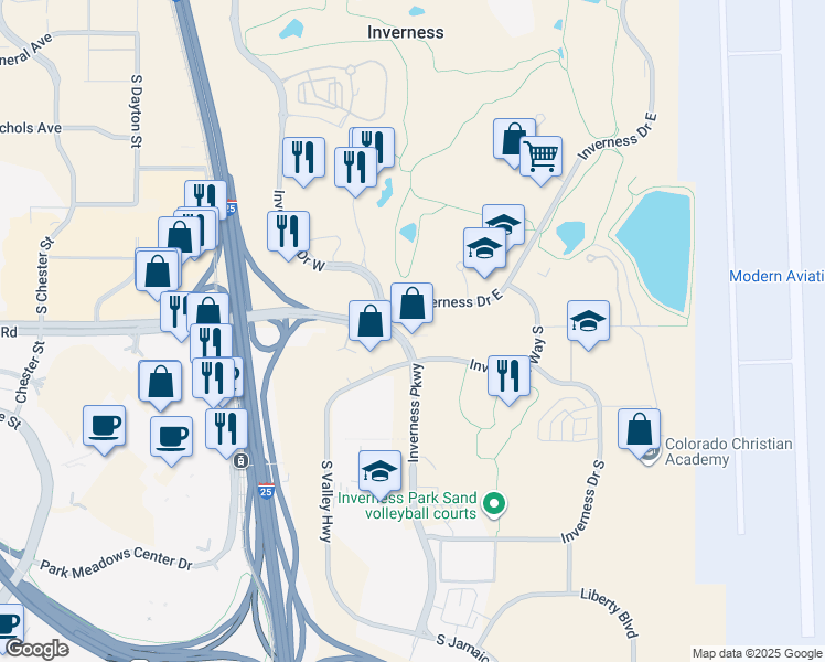 map of restaurants, bars, coffee shops, grocery stores, and more near in Meridian
