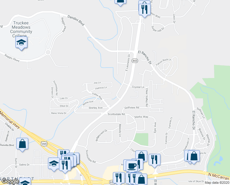 map of restaurants, bars, coffee shops, grocery stores, and more near 3813 Nina Avenue in Reno