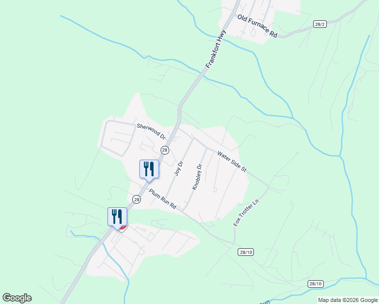map of restaurants, bars, coffee shops, grocery stores, and more near 20 Joy Drive in Ridgeley
