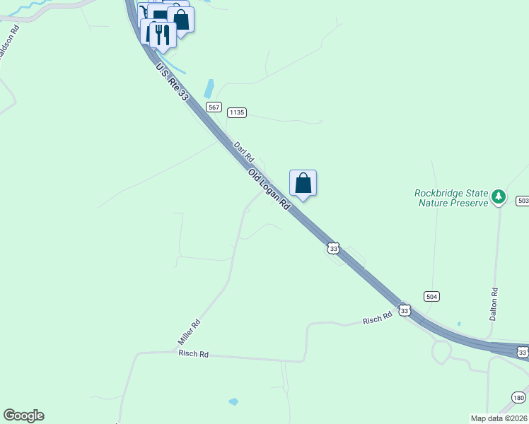 map of restaurants, bars, coffee shops, grocery stores, and more near 27305 Apple-Max Road in Rockbridge