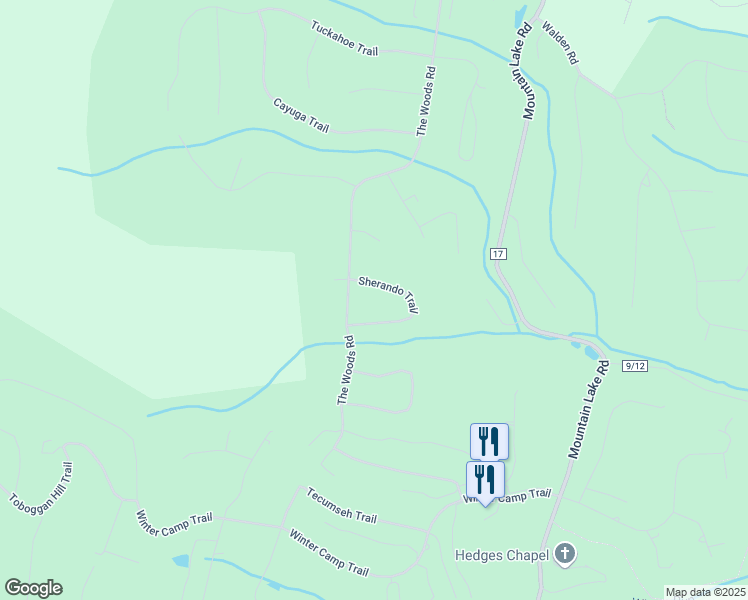 map of restaurants, bars, coffee shops, grocery stores, and more near 72 Sherando Trail in Hedgesville